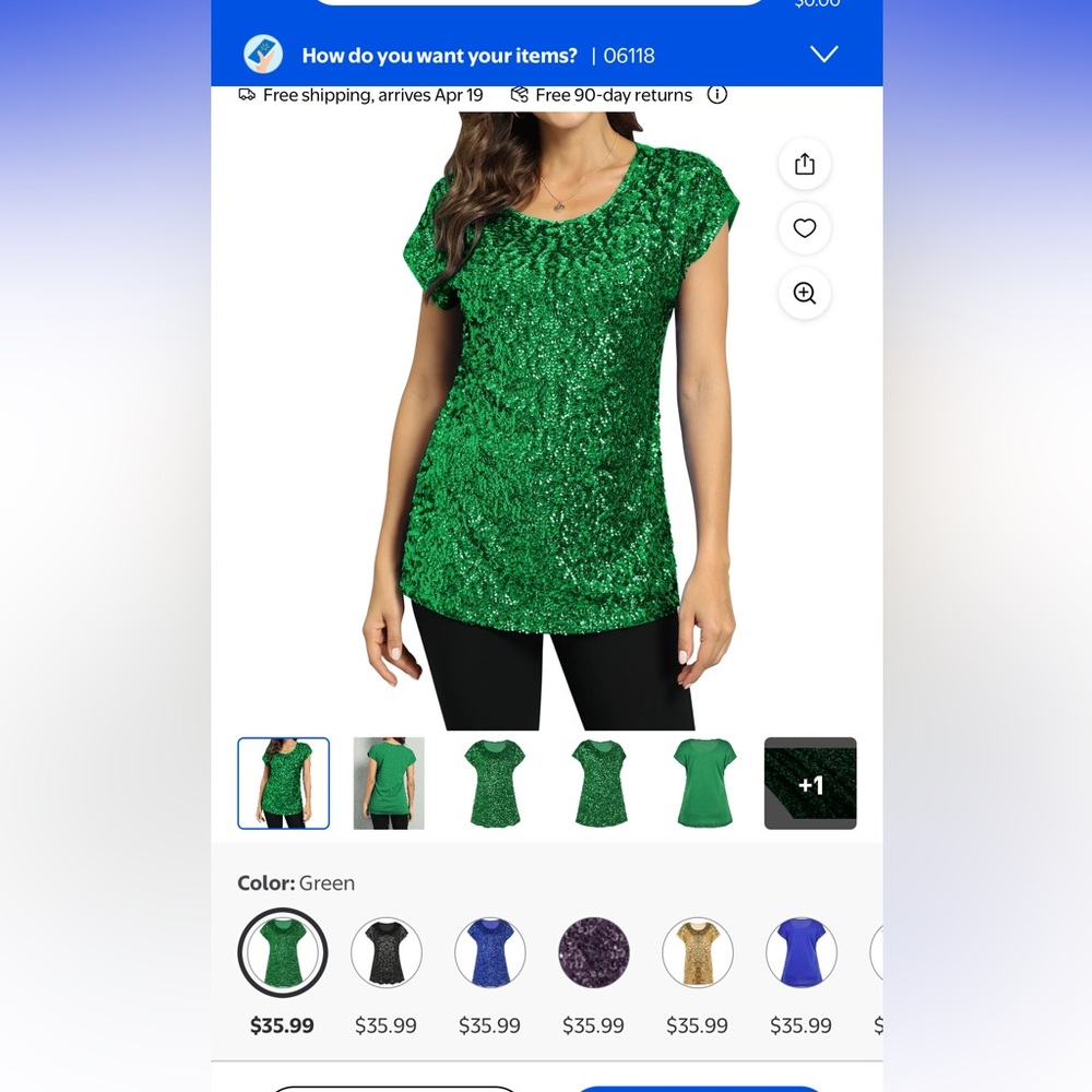 Emerald Green Sequin Cap Sleeve Blouse